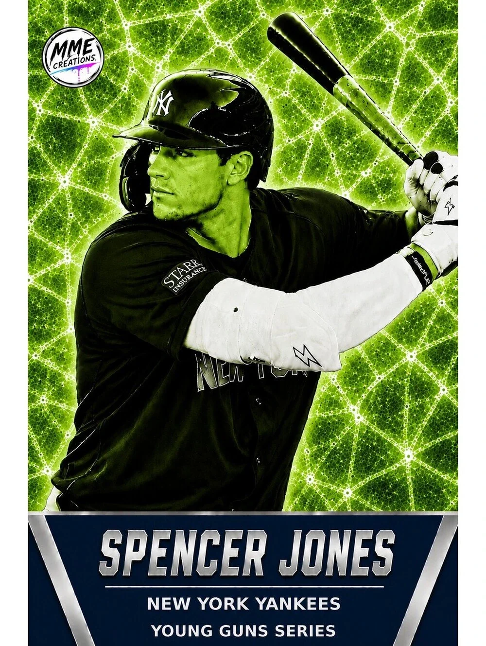 4240 Spencer Jones | Young Guns | Laminated Custom Baseball Card | Green Ice2